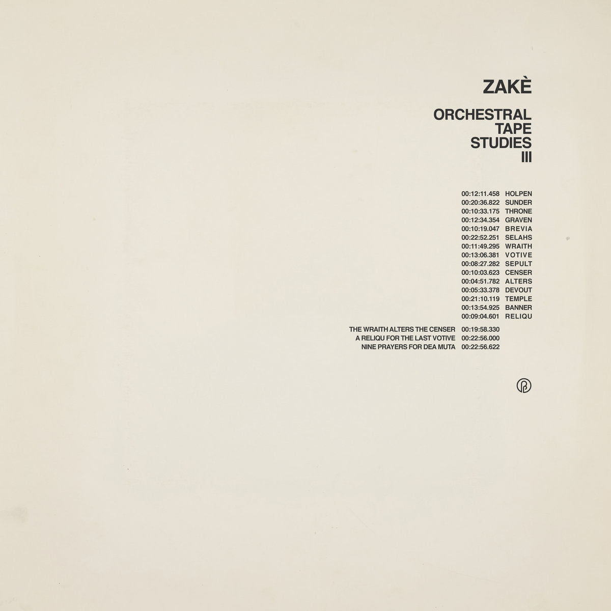 zakè 'Orchestral Tape Studies III' [3xCassette Boxset]